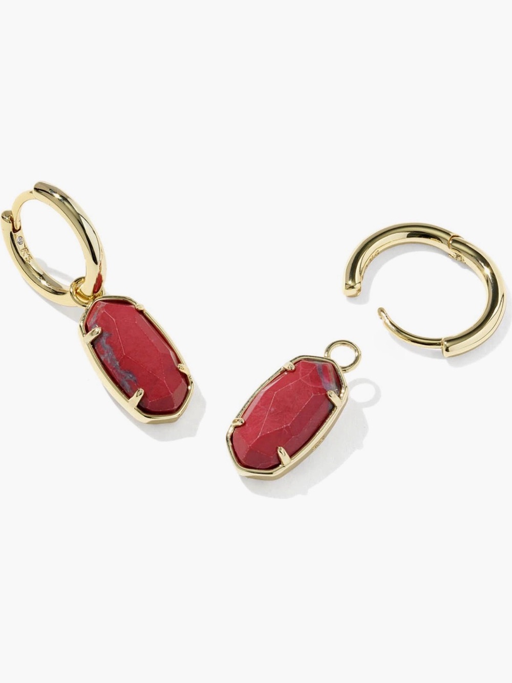 NWT Kendra Scott Elle Huggie Hoop - Red Magnesite